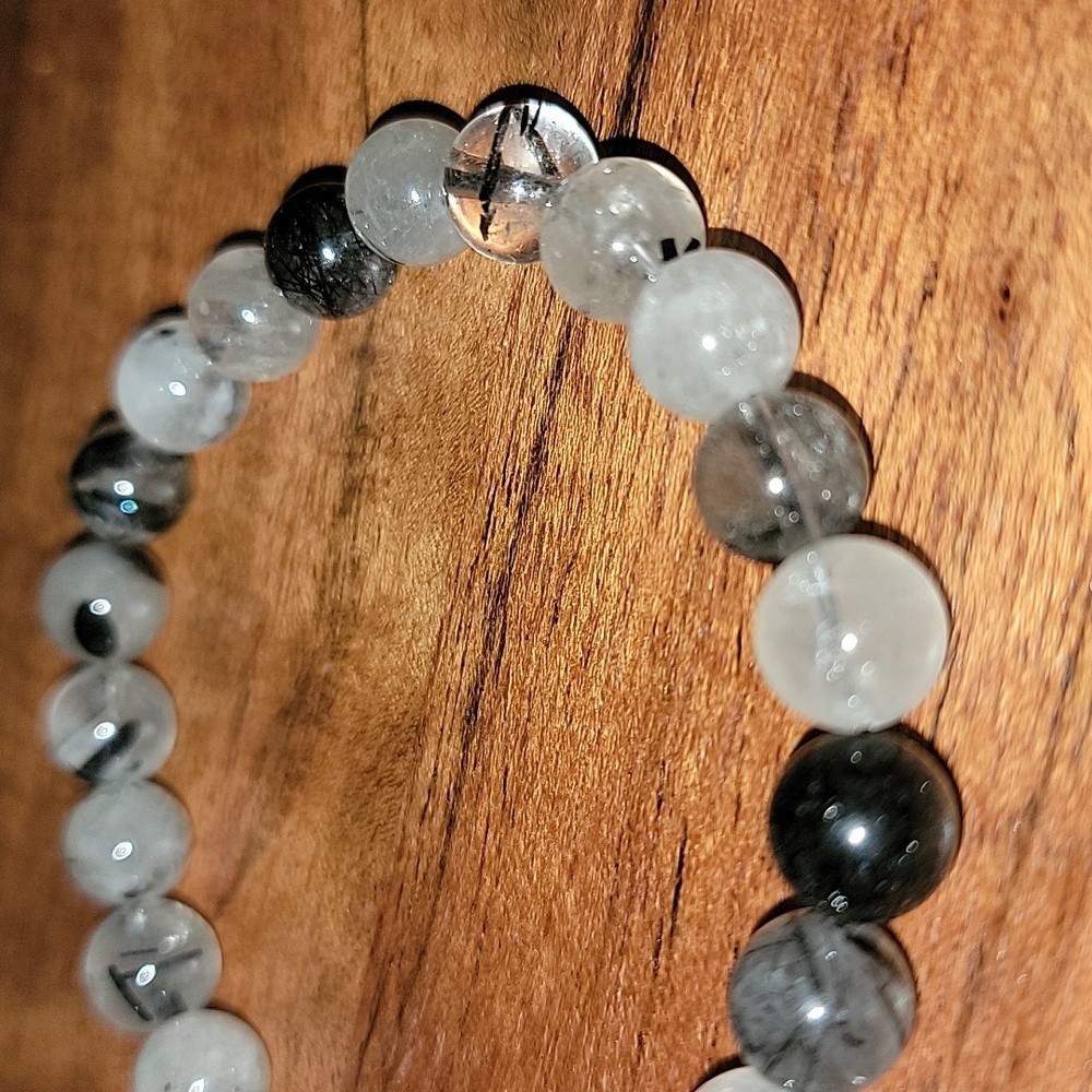 Hand Crafted Rutilated Quartz Stretch Bracelet New Gift - Picture 3 of 4
